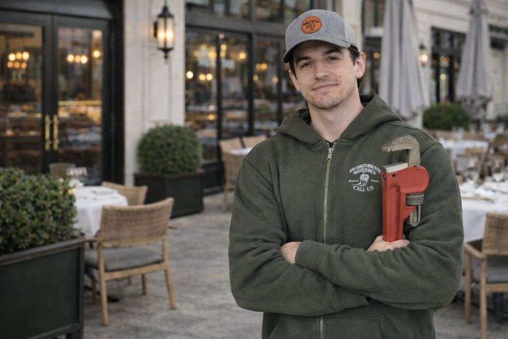 commercial-grease-trap-cleaning-licensed-plumber-outside-restaurant 2